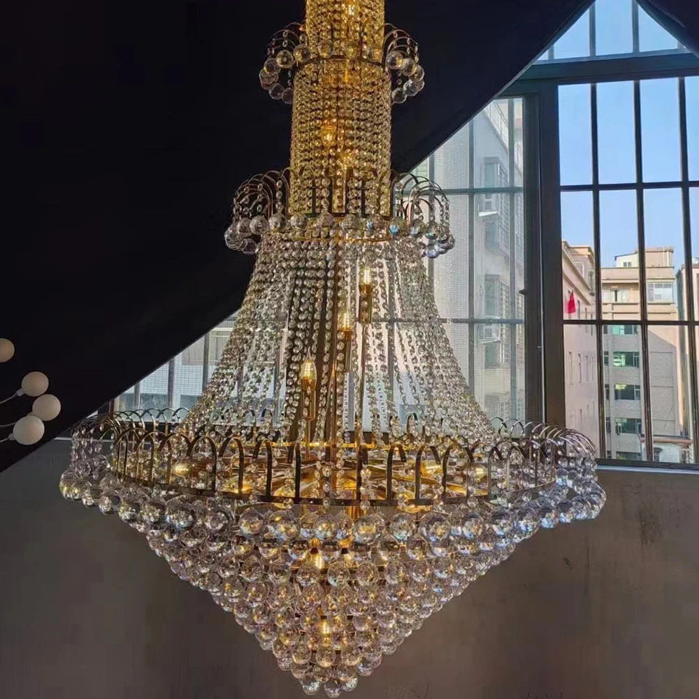 Nordic Indoor Decoration Led Pendant Light Modern Luxury Big Hotel Church Ceiling Crystal Chandeliers