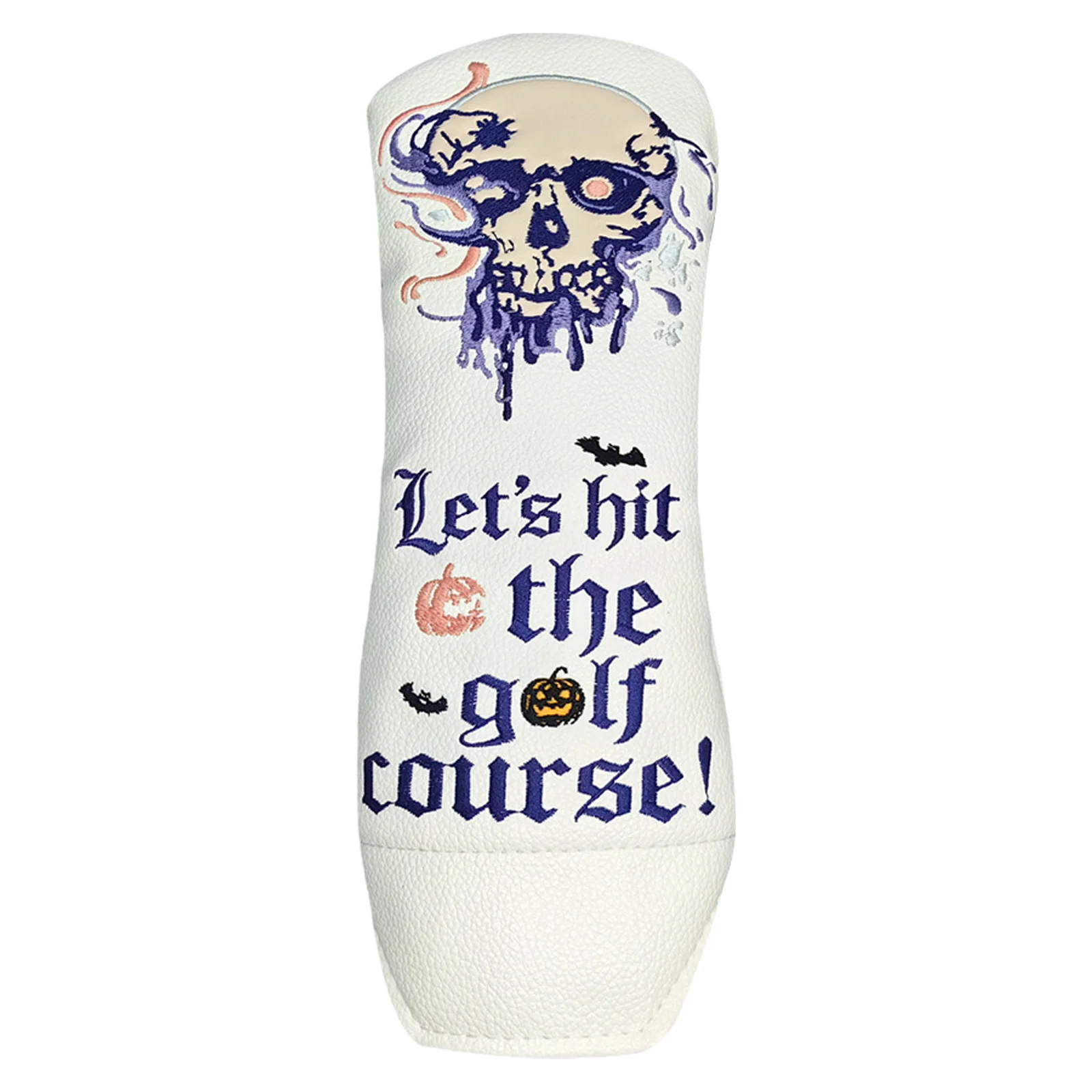 Skull Letter Embroidery PU Leather Golf Club Head Cover Protection Headcover for Driver/Fairway/Hybrid/Putter
