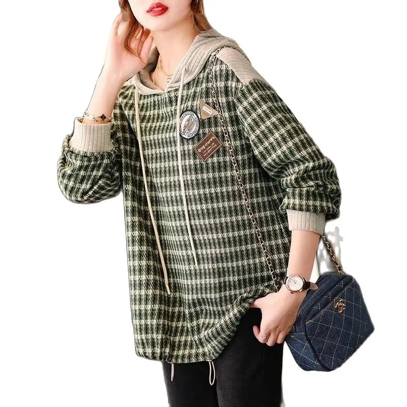 

2022 Spring Autumn New Style Fashion Female Sweater Coat Korean Version Splicing Stripe Leisure Wild Tops Women Upscale Hoodie