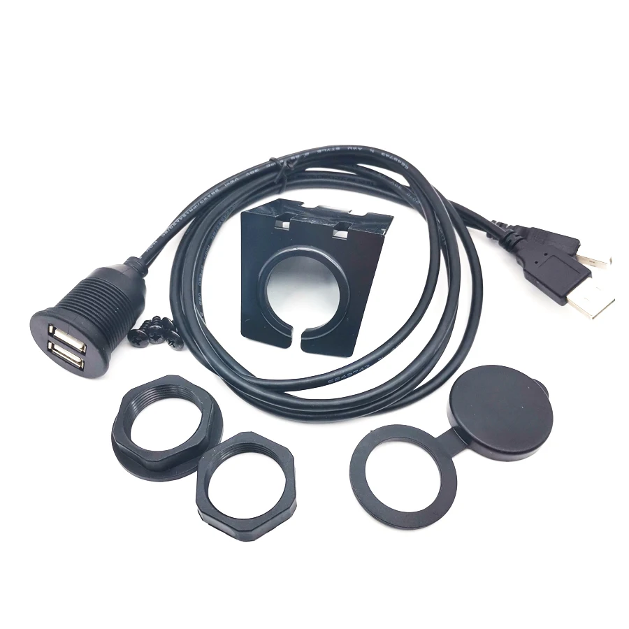 Pro Car Stereo Dashboard Flush Mount Dual USB 2.0A Male To Female Extension Wire
