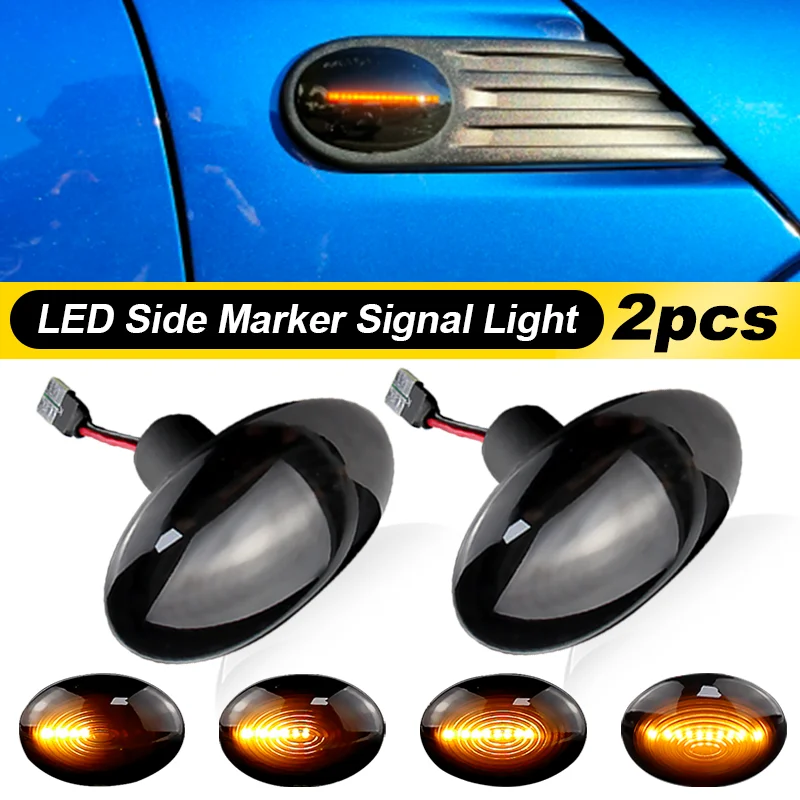2pcs Dynamic LED Side Marker for MINI Cooper R55 R56 R57 R58 R59 2007-2013 fender turn signal arrow blinker