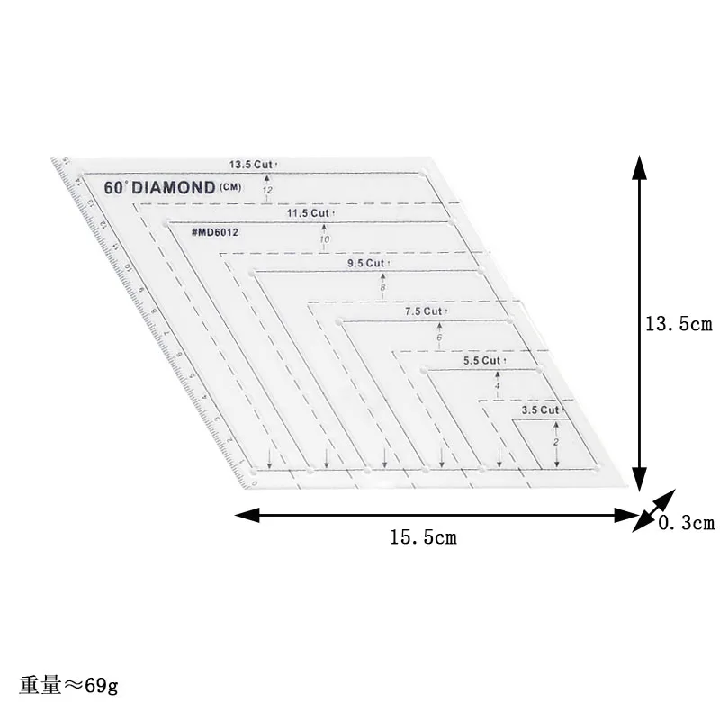 Transparent Quilting Sewing Patchwork Craft Scale Ruler Hexagon Diamond Ruler DIY Handmade Tailor Home Sewing Tools