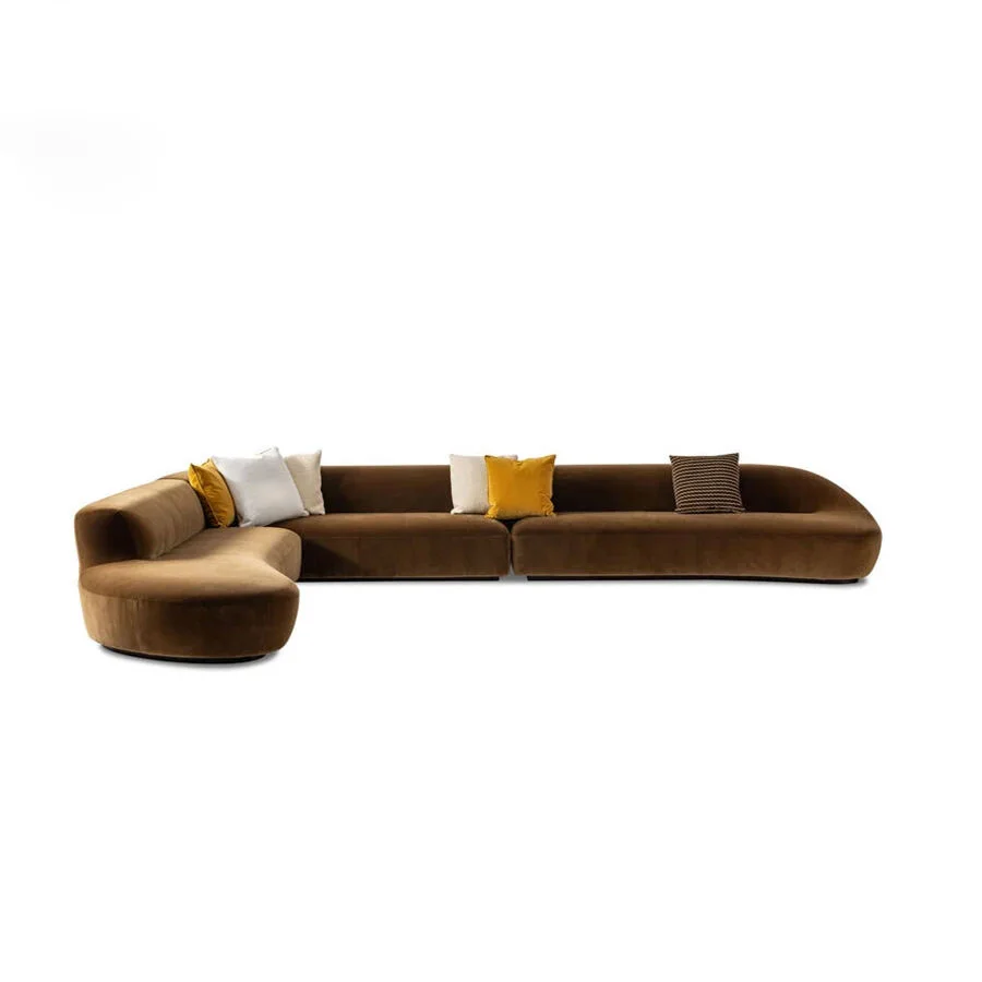 Curved Large Sectional Italian Luxury I L-Shape Quality Sofa Sets Minimalist Villa Velvet Sofas for Home Luxury