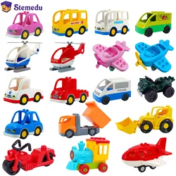 Large Building Blocks Bricks Car Model Children's Urban Traffic Accessories Assembled Toy Bus Boat Motorcycle Compatible Duploe