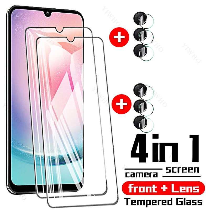 4in1 Protection Glass for Samsung Galaxy A24 4G A 24 SM-A245F Screen Protectors Camera Lens Tempered Glass Fingerprint Unlock HD