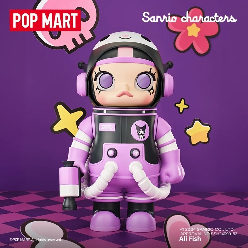 POP MART Mega Space Molly 400% Sanrio Family Series ฟิกเกอร์แอคชั่นอนิเมะ เฮลโล คิตตี้ ฟิกเกอร์น่ารัก เมโลดี้ คุโรมิ ของขวัญคริสต์มาสสำหรับเด็ก