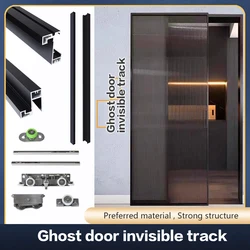 Trackless Aluminum Frame Glass Ghost Door Aluminum Alloy Sliding Door Bedroom Kitchen Bathroom Invisible Partition Door