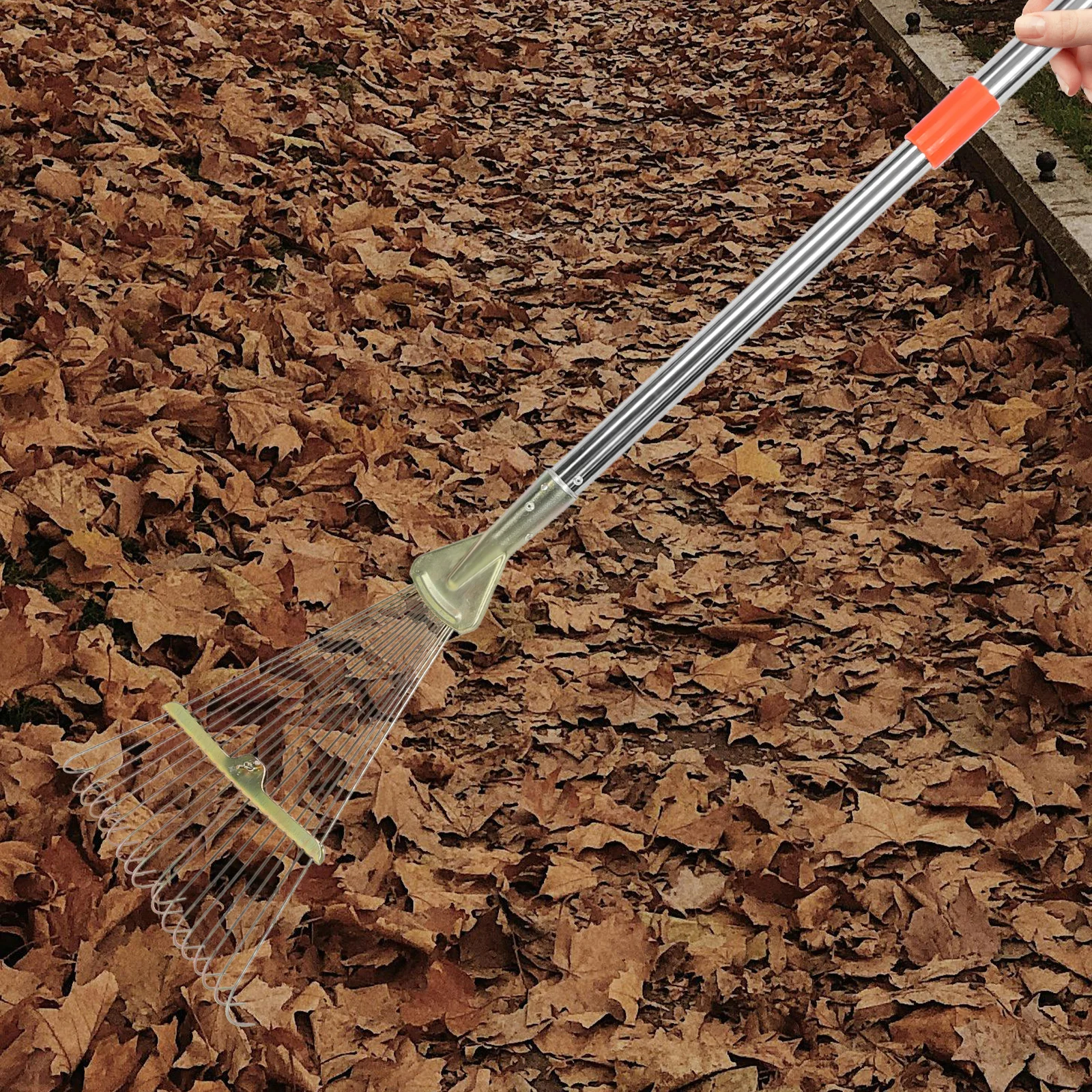 

Portable Retractable Garden Rake Stainless Steel Sturdy Lightweight Tool for Soil Mixing Planting Camping Hiking