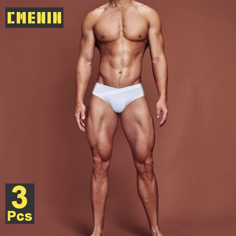 

CMENIN 3 шт. нижнее белье из модала телесного цвета, дышащие сексуальные мужские трусы, трусики с большой промежностью, мужские трусы, мужские трусы для геев