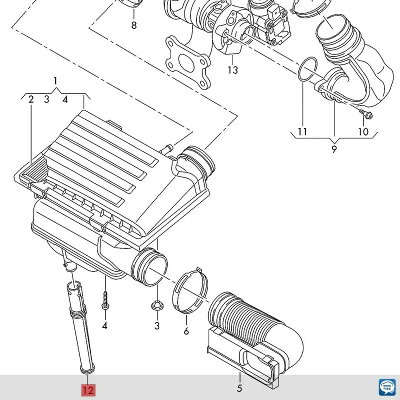 Apply to Polo Jetta Air filter drainage pipe 04E 129 637 A