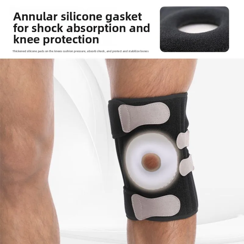 Sports Knee Pads with Strap Design Silicone Spring Support for Patella Protection for Basketball Volleyball Cycling
