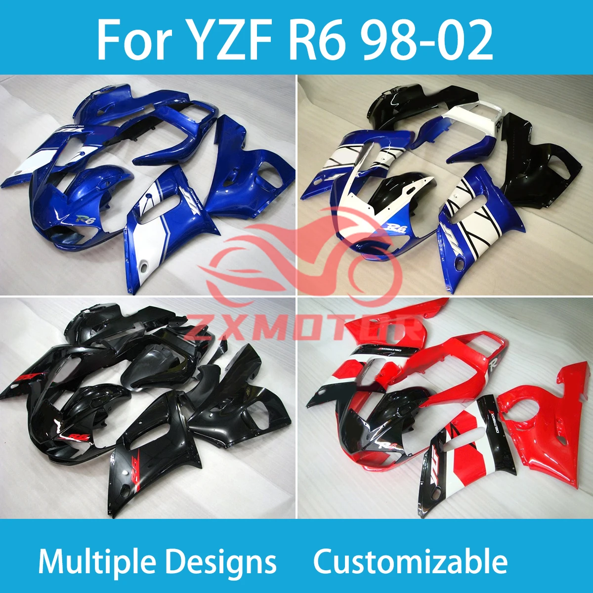 Fairings for Yamaha YZF R6 1998-2002 Plastic Motorcycle Injection Fairing Panel Kit Set Bodywork
