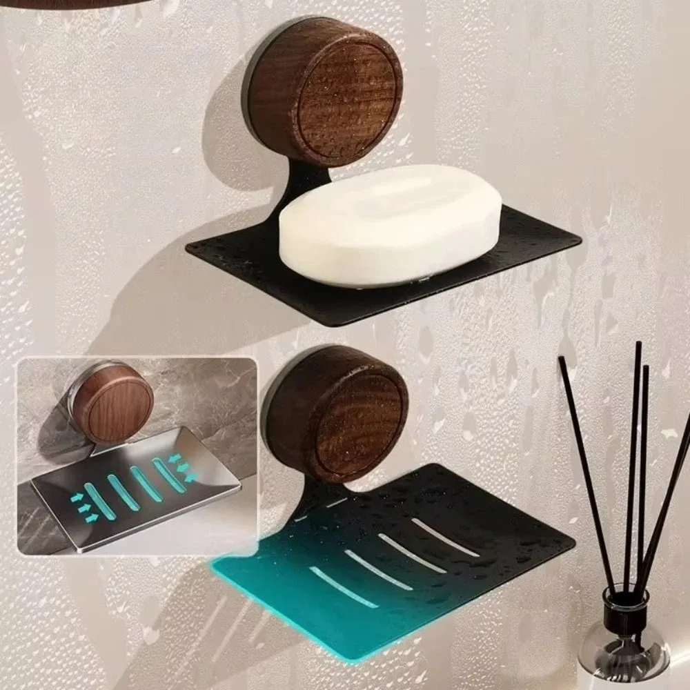 

Настенная мыльница в стиле грецкого ореха, самооливающаяся пластиковая основа, мыльница, портативный дизайн, сушилка из углеродистой стали, душ