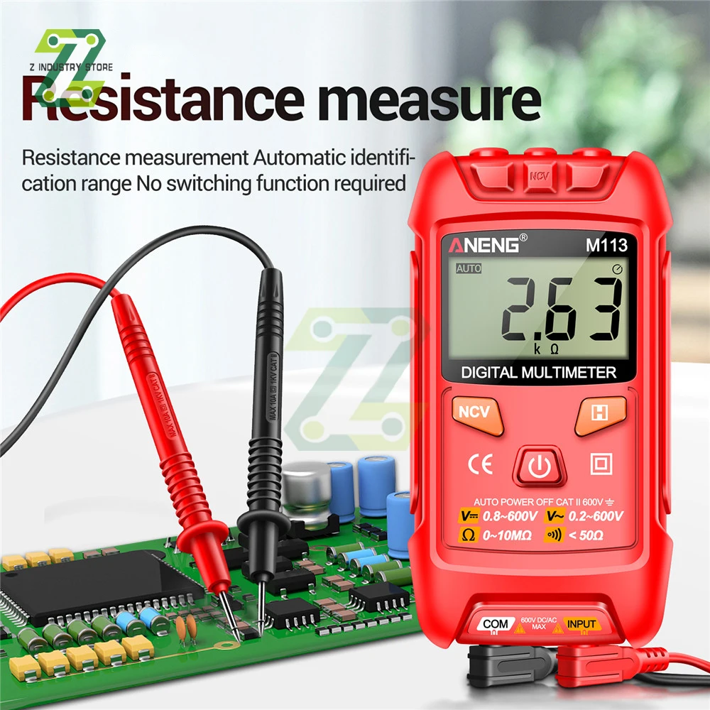 Imagem -02 - Aneng M113 1999 Conta Mini Multímetro Digital Inteligente ac dc Tensão Medidor Ohm Ncv Eletricidade Ferramentas Instrumentos de Medição