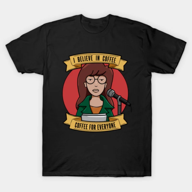 Coffe for everybody Retro Sick sad world Daria Gift t shirt 90s Nostalgia cartoon MTV Graphic Clothes 100% cotton Y2K clothing