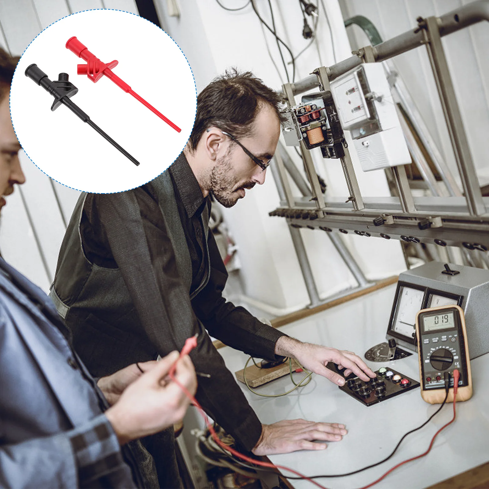 

2Pcs Insulated Piercing Test Probes Black Red Color Flexible Head 4mm Socket Multimeter Accessories Test Clips WireProbe