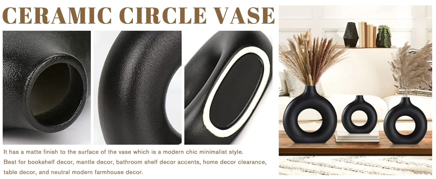 Black ceramic vase
