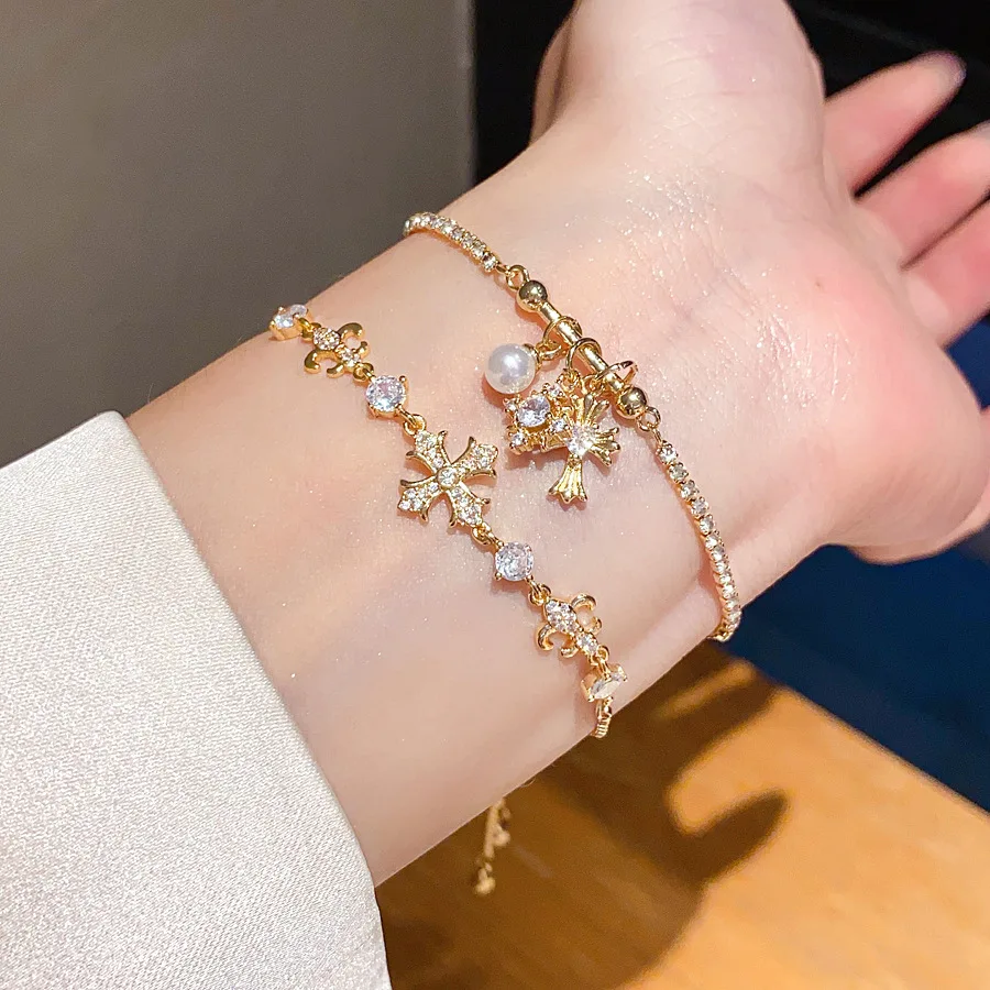 

Zircon Iris Cross Bracelet - Trendy Vintage Elegant Luxurious Dainty Jewelry for Women