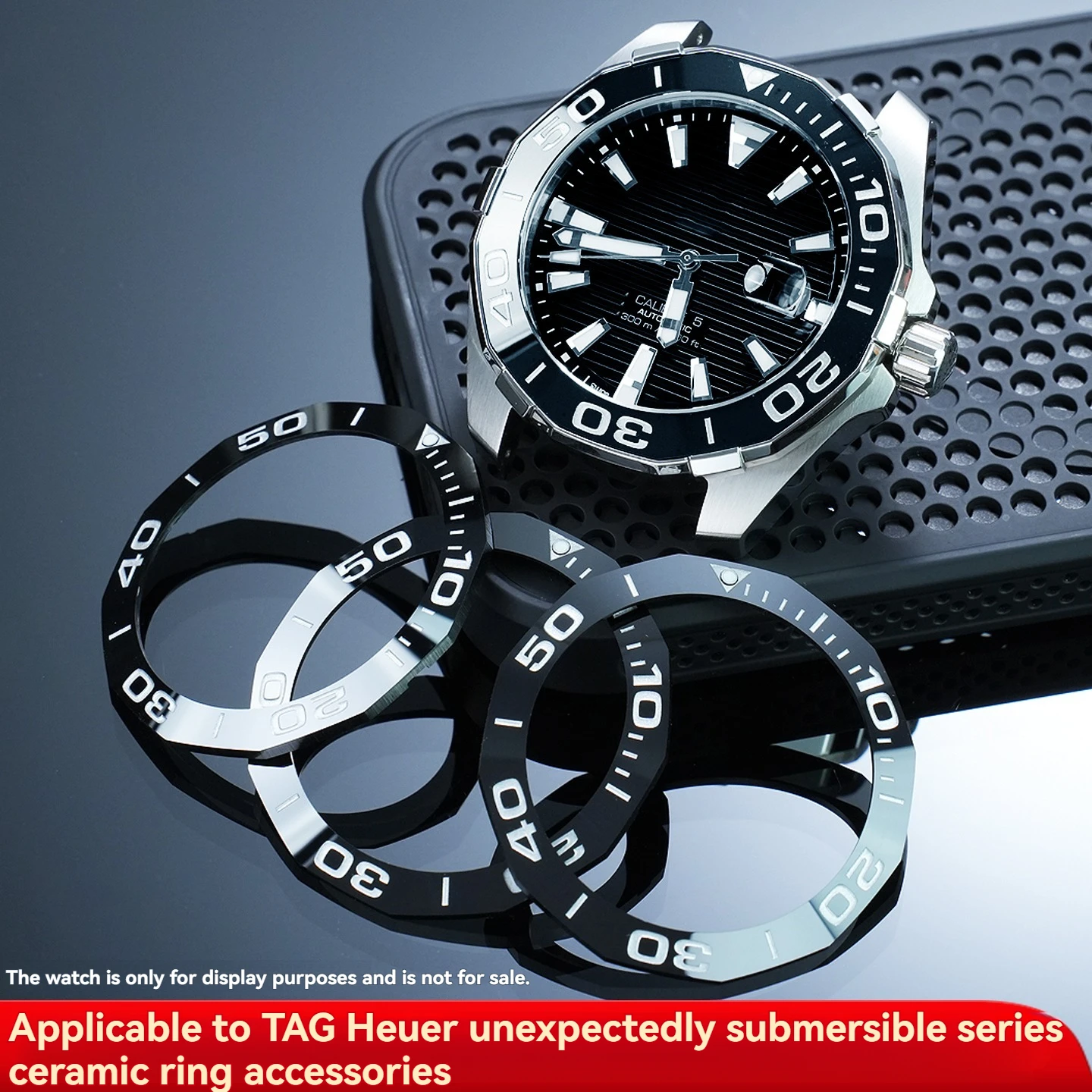 

Sloping Luminous Ceramic Bezel Insert Replacement fit TAG Bezel HEUER AQUARACER automatic watch fit 43mm dial