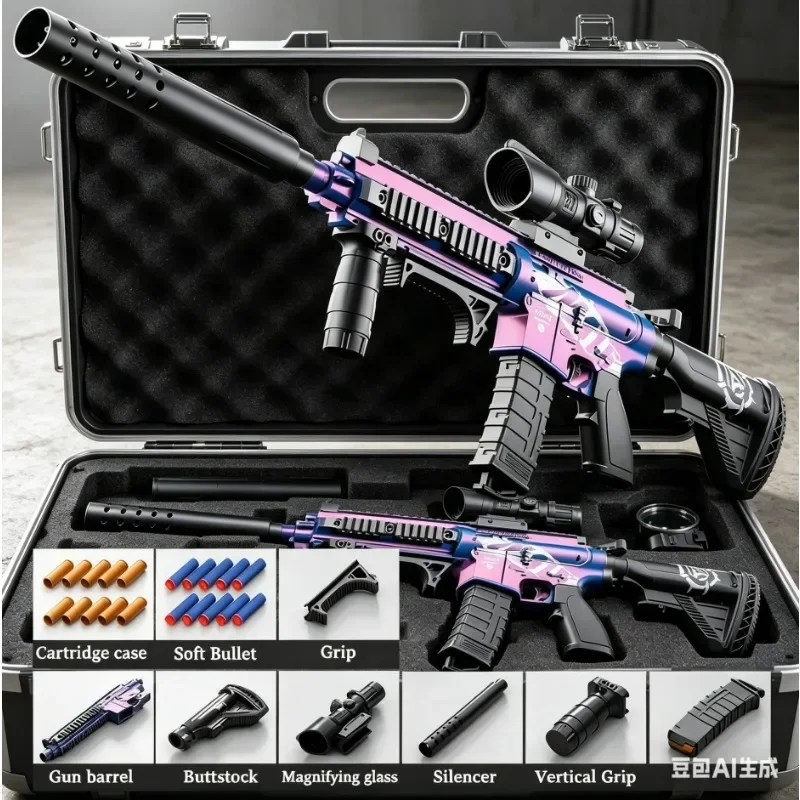New M416 Style Soft Dart Blaster Toy Manual Loaded Foam Dart Blaster Model Christmas Birthday Gift 2026