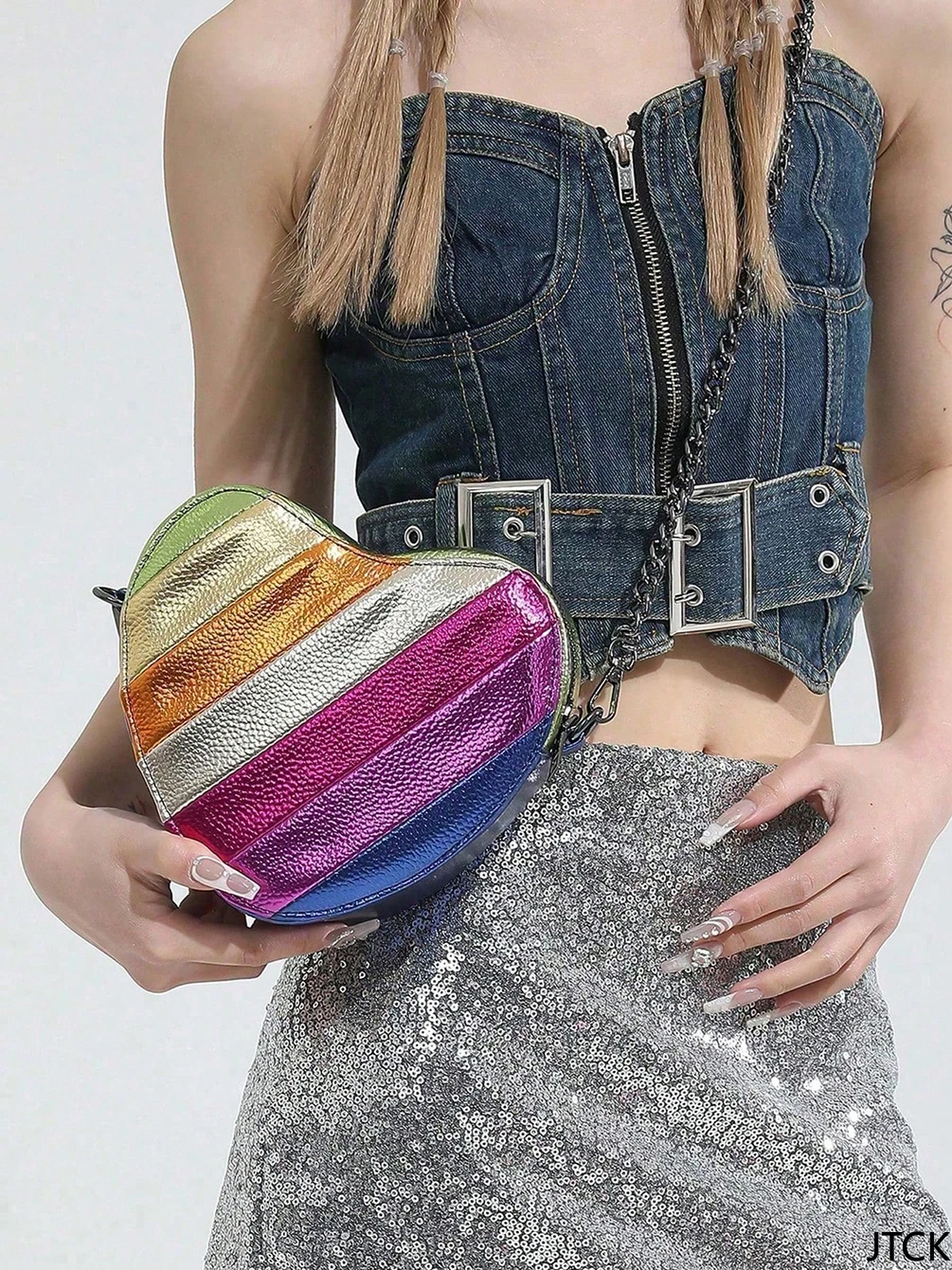 

New Splicing British Chain Rainbow Shoulder Love Messenger Bag Color Mini Bag High Appearance Level and High Quality Handbags