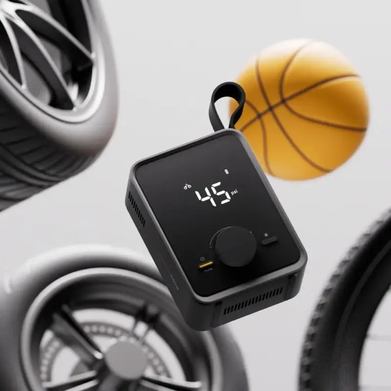 Portable Electric Air Pump with Digital Gauge, 120PSI for Car Motorcycle Bike Ball, Cordless Fast Inflation