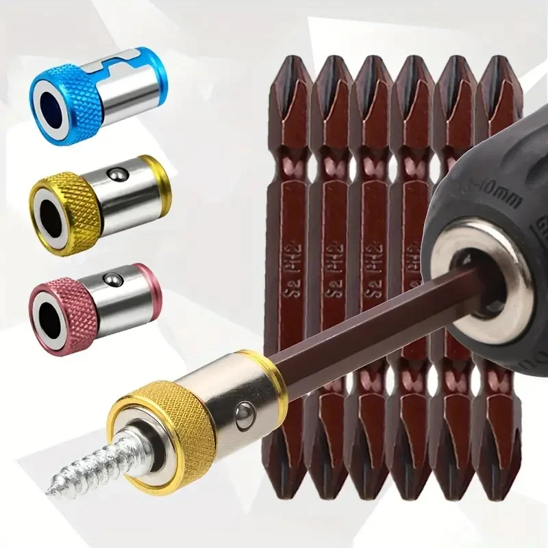 5Pcs Alloy Magnetic Ring Bit Electric Magnetic Ring Screwdriver Bits Head Holder Anti-Corrosion Strong Magnetizer Bit Tool