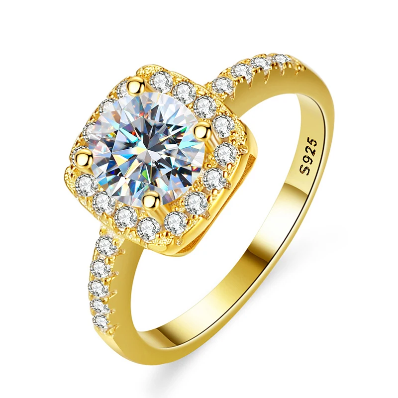 GRA Klassische 1 CT D Farbe Quadrat Echt Moissanit Diamant Verlobungsringe Für Frauen Echt 925 Sterling Silber Hochzeit Schmuck – Detail 7