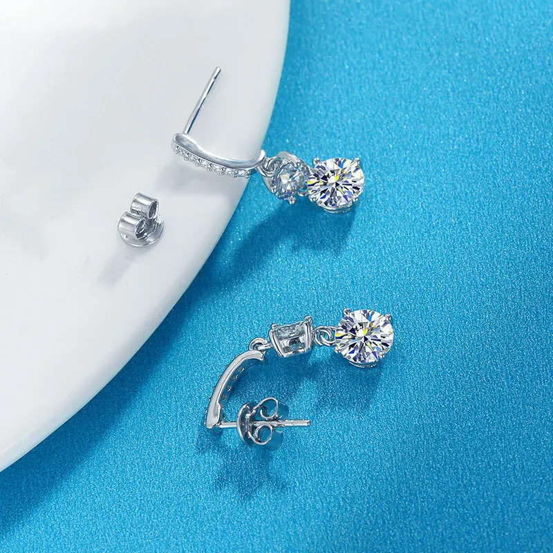 JH 3CT 925 فضة مويسانيتي أقراط للنساء أقراط لامعة D VVS1 غرامة مجوهرات مختبر الماس