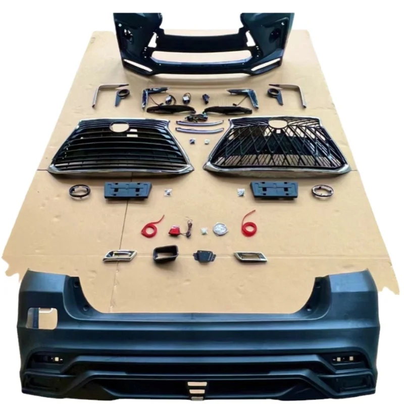 High Quality Highlander 2009-2021 PU Wide Body Kit Front Rear Bumper Center Grille Conversion Parts