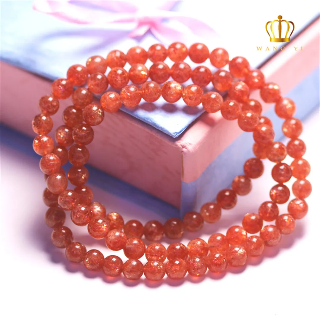 Top Natural Gold Sunstone Gold Strawberry Quartz Bracelet Jewelry For Women Lady Men Love Gift Crystal Beads Strands AAAAA 5-7mm