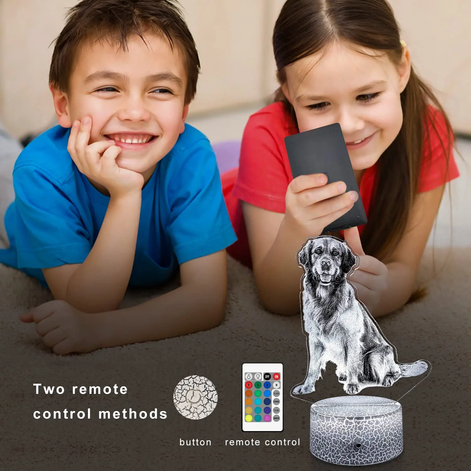 Regali per cani per mamma bambini, luce notturna per cani con telecomando Smart Touch 7 colori che cambiano giocattoli per cani decorazione della stanza lampada da comodino per cani per bambini