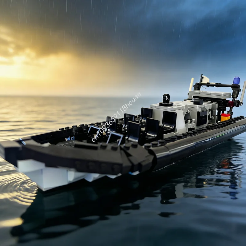 

Набор строительных блоков MOC Pacific MkIII (467 деталей): модель надувной лодки с жестким корпусом, архитектурный конструктор, идея для рождественского подарка, развивающая игрушка