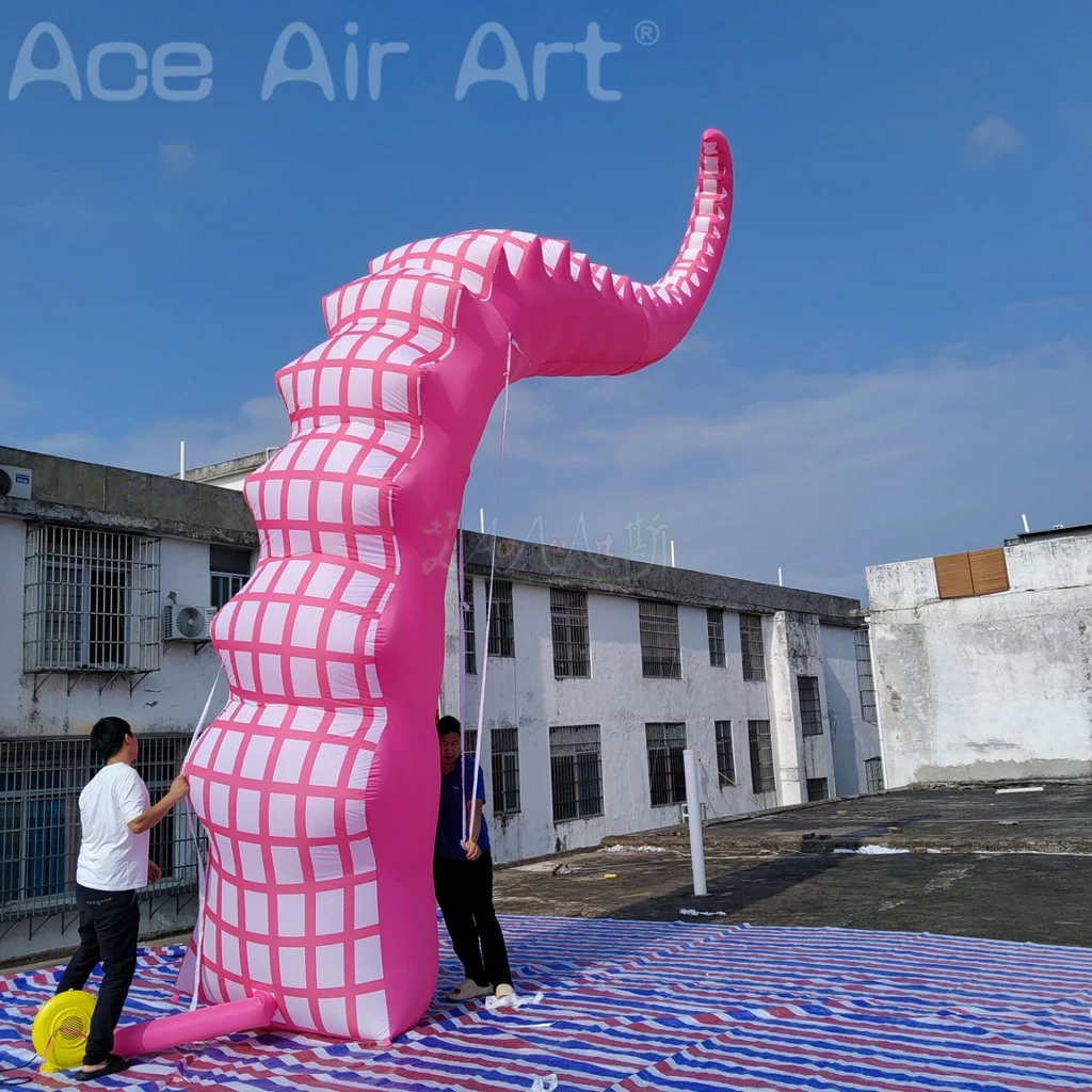 Pierna de pulpo inflable personalizada, tentáculo simulado, brazo diabólico de soplado de aire rosa para decoración de conciertos y edificios