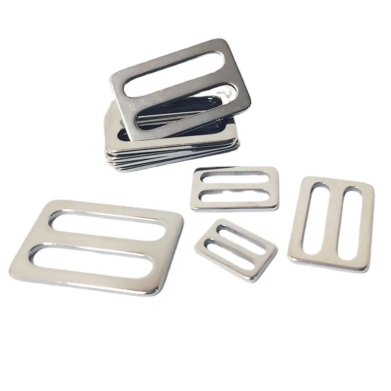 Stainless Steel Tri-Glide Strap Adjuster Full Slider Square Buclke for Leather Craft Bag Shoulder Strap Belt Webbing