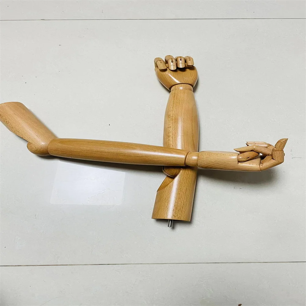 Wooden Female Male Hand Art Mannequins, No Body with Base, Child Arm Accessories for Cloth Model, Props Display, E152, 52cm,