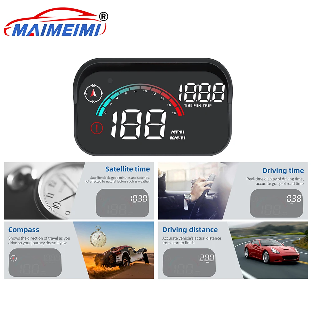 M22 GPS Speedometer Head Up Display Projector Screen Dashboard On-board Computer for All Cars with Overspeed Alarm