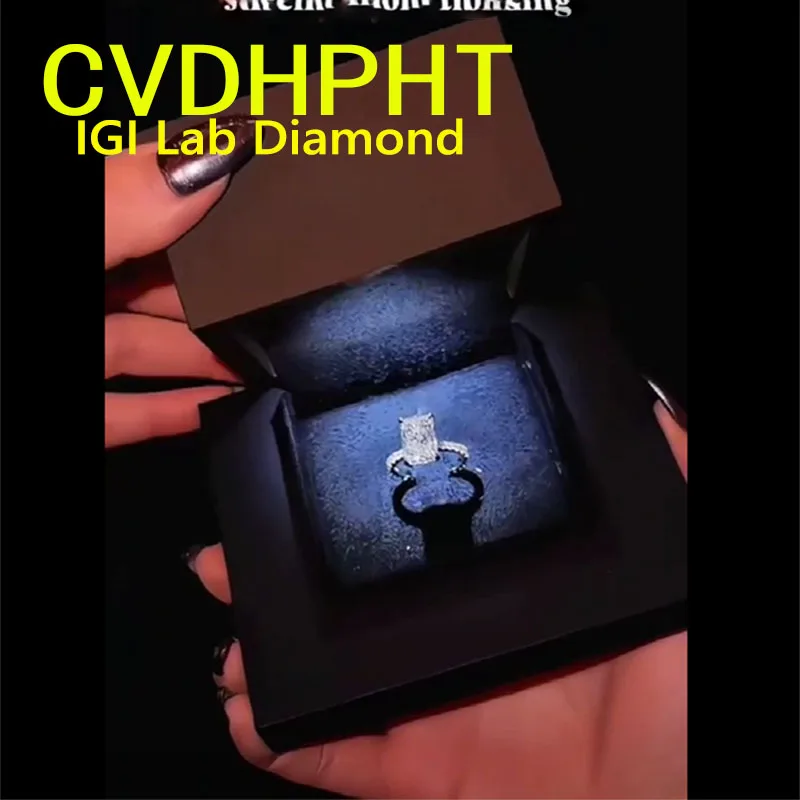 

Fashion Ring Solid 18K white gold Ring Lab grown dimaond ring IGI Radiant 1 2 3 cut D VS1 Wedding engagement ring ﻿ ﻿