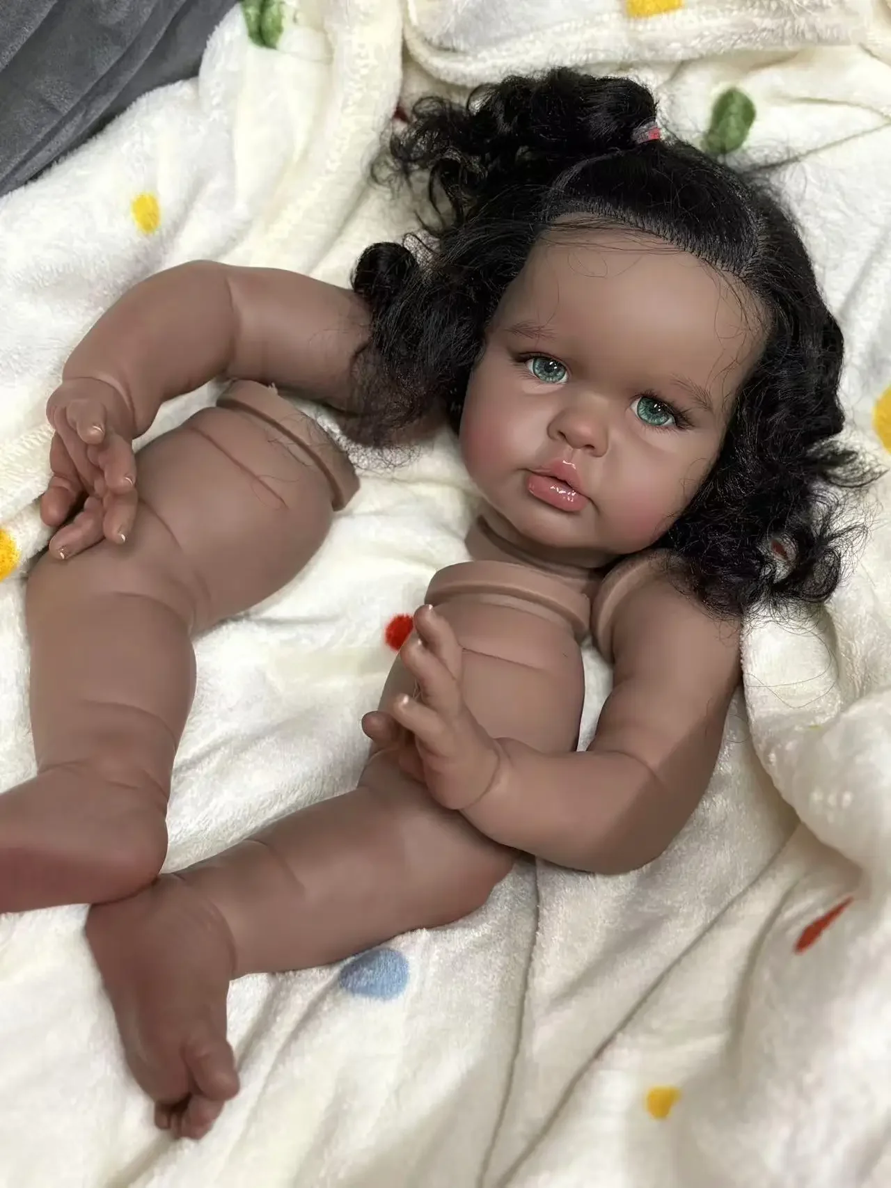 

St.Store Индивидуальные ограниченные поставки 22 дюйма Reborn Baby Ellie Набор с ручной росписью волос Темная кожа с тканевым телом Рождественский подарок