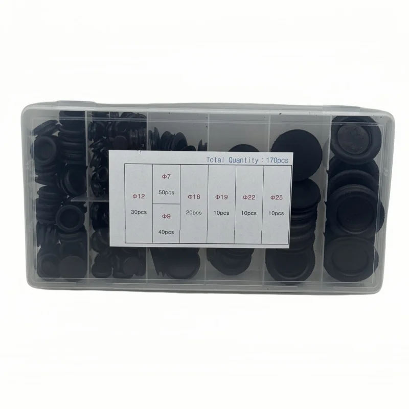 170Pcs Rubber Grommet Kit Practical Firewall Hole Plug Assortment for Automobile Professional Machinery Decoration Repairing