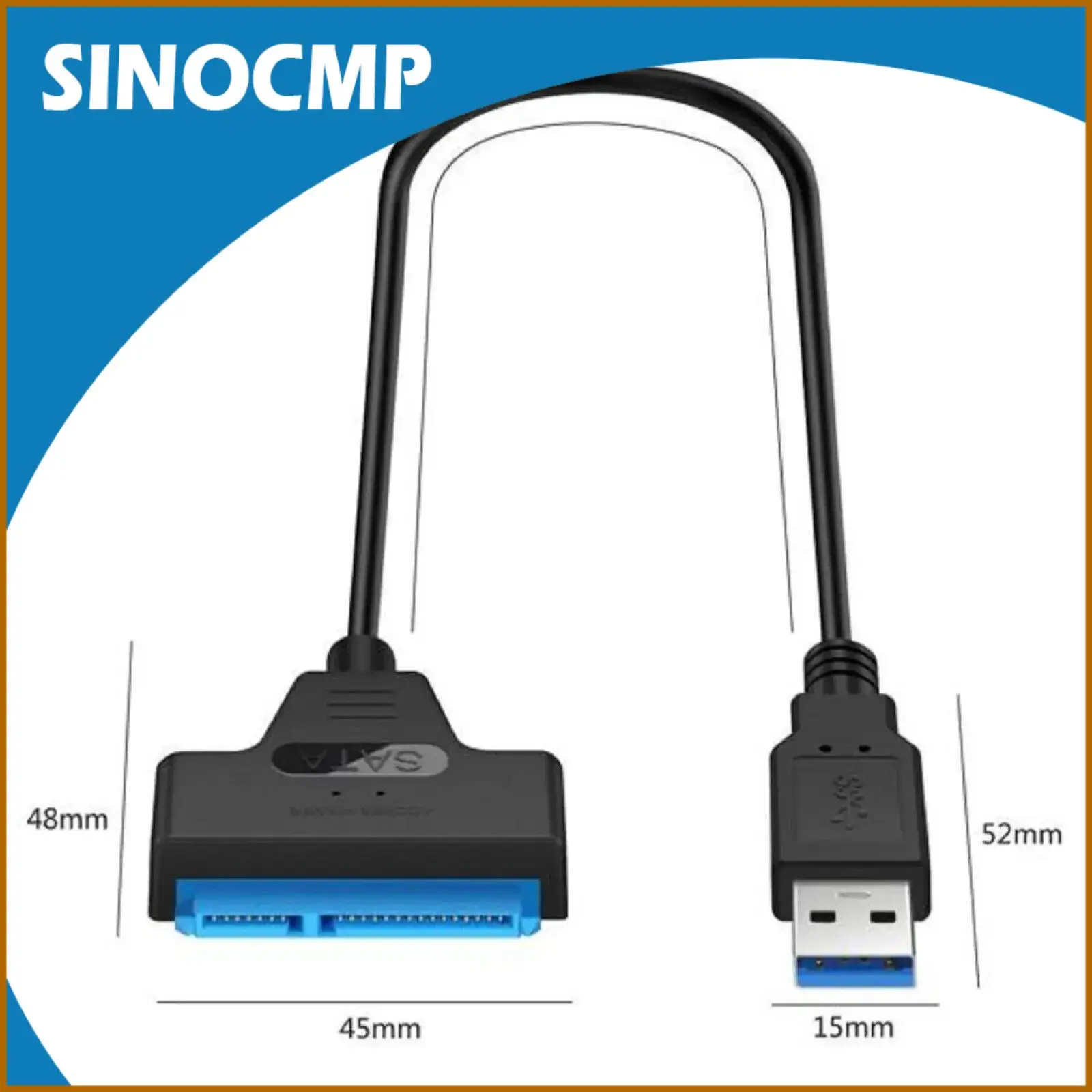 

1pc USB 3.0 to SATA 2.5" HDD Adapter Cable Drive Connectors 1 - SATA Data & Power Combo 7+15 pin