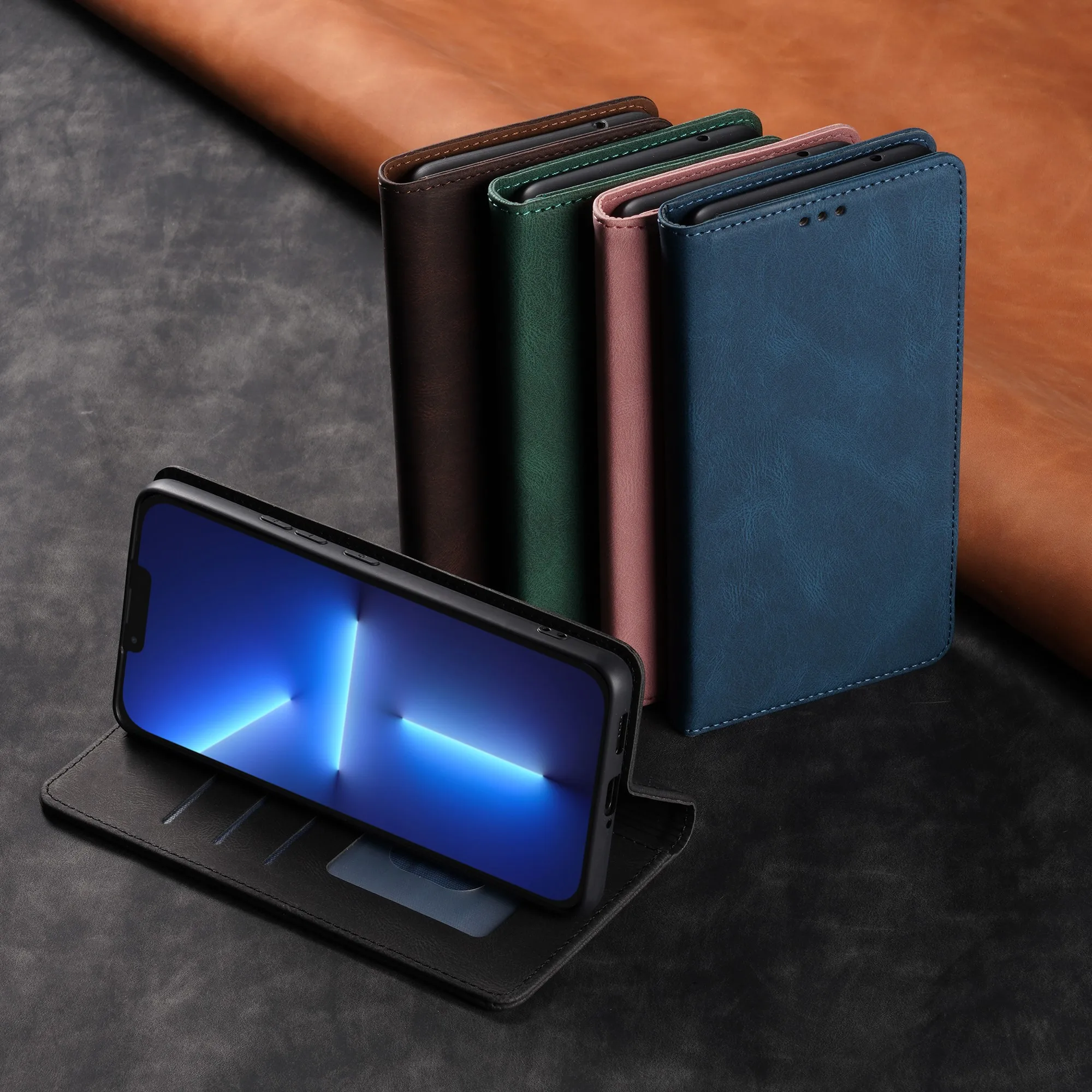 Flip Leather Wallet Case For iPhone 15 14 13 12 11 16 Pro Max Mini XS Max X XR 8 7 6 6S Plus SE Card Holder Protect Cover Funda