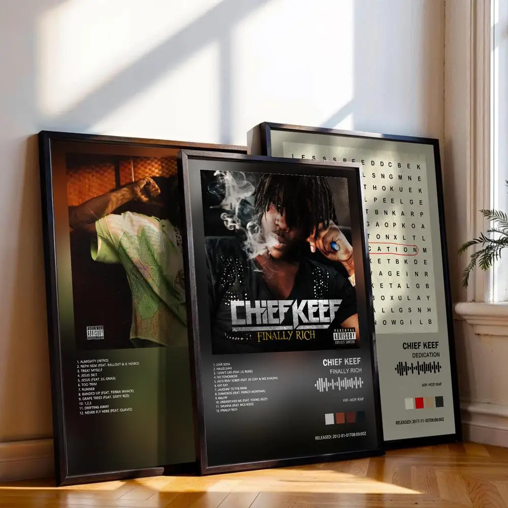 Chief Keef Poster Peelable Self-Adhesive Stickers, Frameless Wall Art Decals for Bedroom Living Room Home Decor