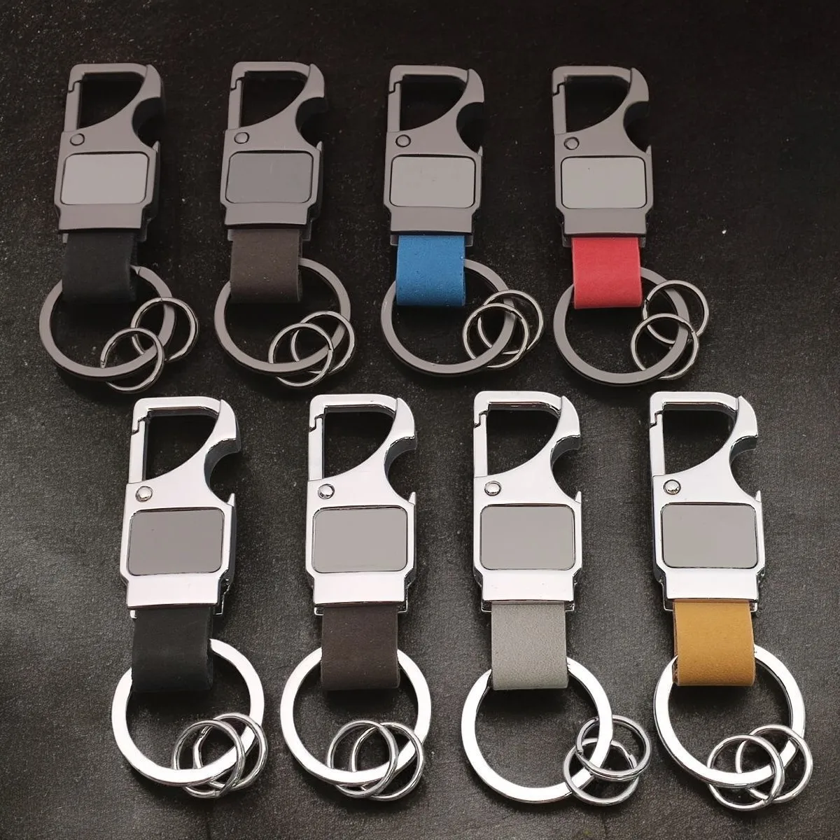 1PC Engraved Custom Name Logo Leather Metal Key Ring Buckle Fashion Car Moto Keychain Pendant Hardware Gift Accessories Wholesal