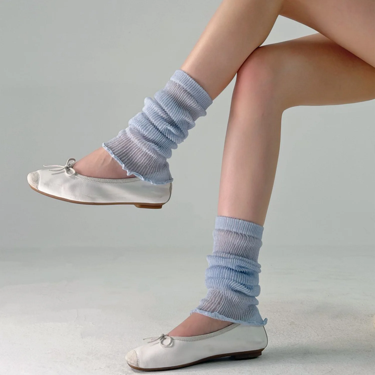 Women's Spring Summer New Girls Ultra-Thin Leg Warmers Modern Solid Color Calf Sleeves Socks Ballet Style Knee High Stacked Sock