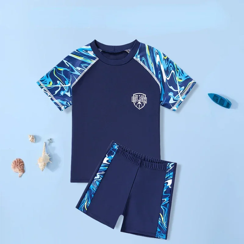 

Children's Short Sleeve Swimwear, Camouflage Two Piece Swimsuit, Boys Kids Swim Trunks, Beach Wear, Swimming Suits 2-14Y