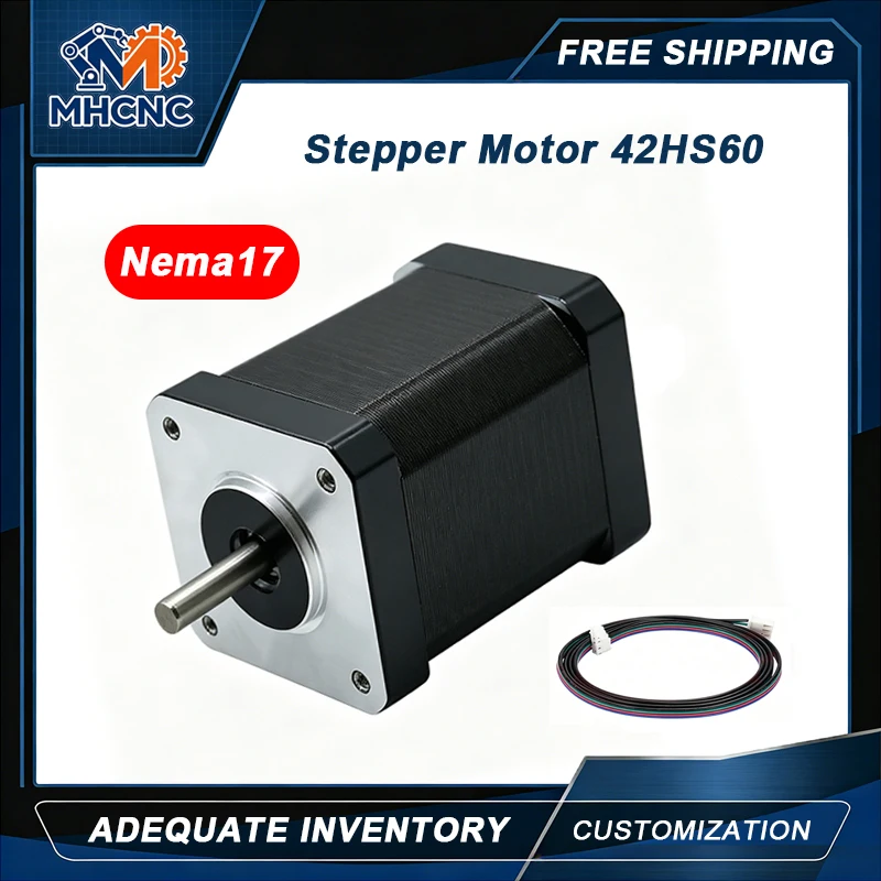 MHCNC Nema17 Stepper Motor 42HS60 60mm 0.7Nm 100ozin 1.5A 5mm Shaft For 3D Printer CNC Router Robot Arm Automation Equipment