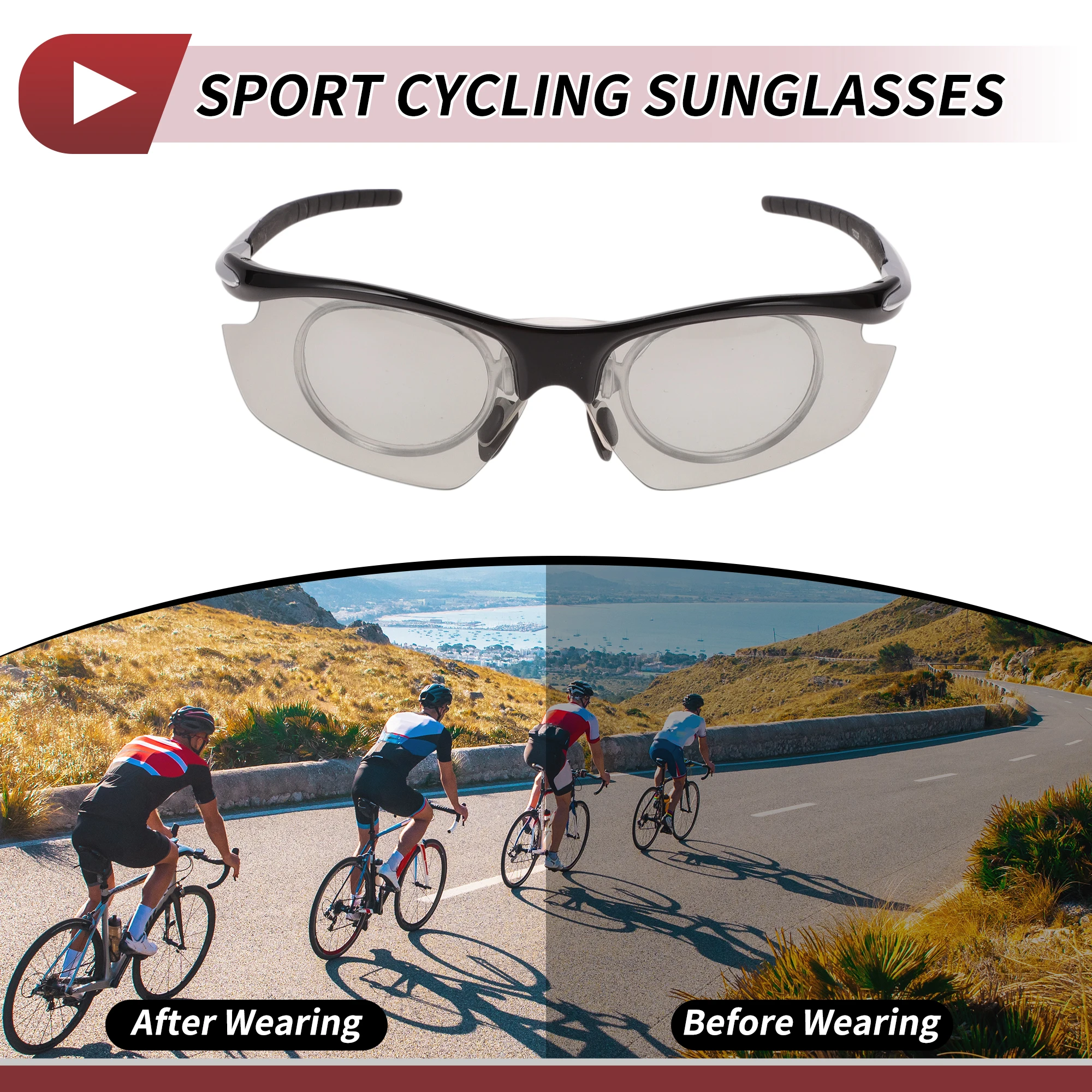 X Autohaux Óculos de equitação para motocicleta Tri-acetel Celulose PC UV400 Óculos de ciclismo Lente cinza claro Moldura cinza preto