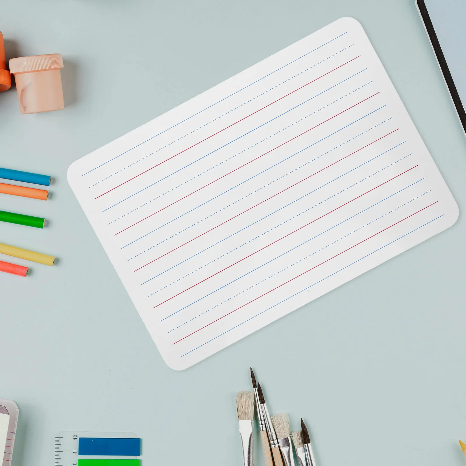 Small Dry Erase Whiteboard Four-Line Three- Double-Sided Learning Writing Board Portable Classroom Office