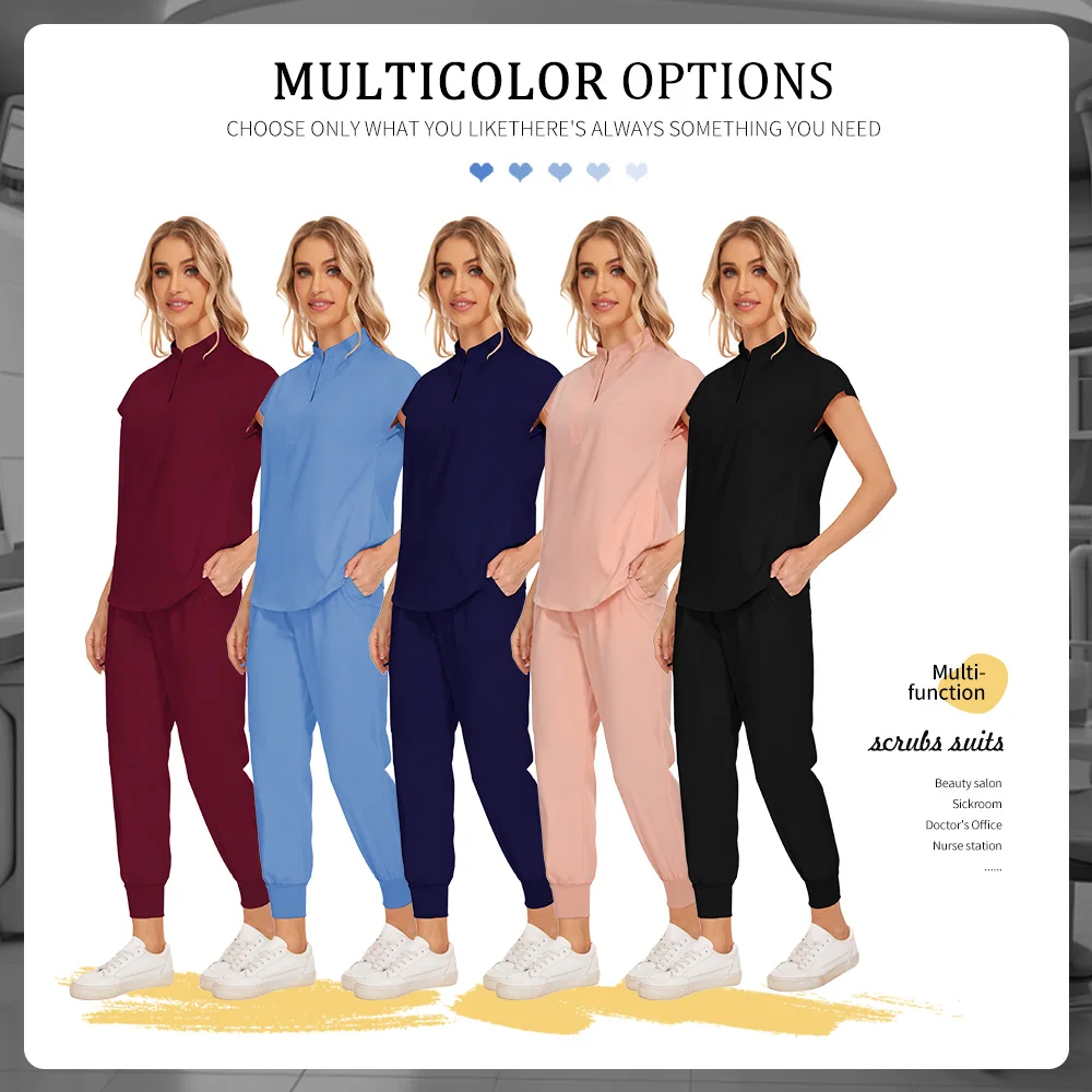 Set uniforme ospedaliera Moda Clinica per animali domestici Scrub Abiti Tinta unita Unisex Salone di bellezza Abiti da lavoro Dentista Dottore Infermiera Scrub Set